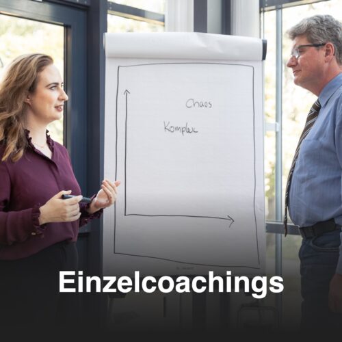 Praxisnahes Einzelcoaching: Zwei Personen im Gespräch am Whiteboard